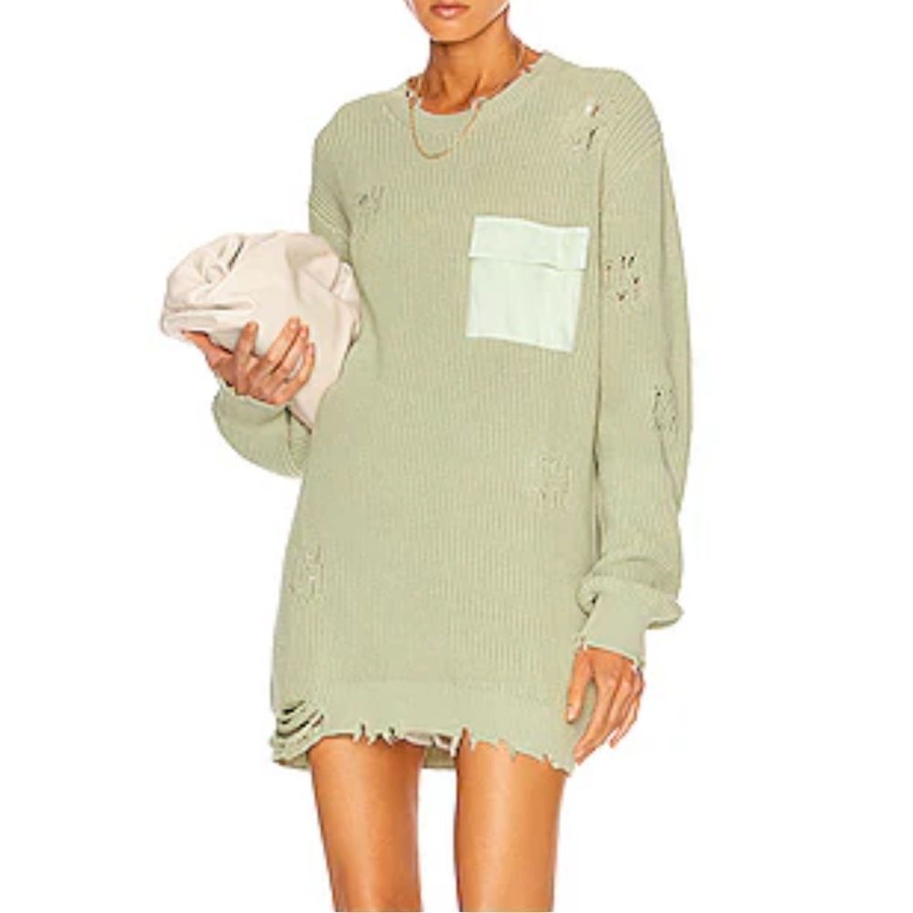 SER.O.YA Distressed Oversized Devin Sage Cotton Sweater(Size XXS)